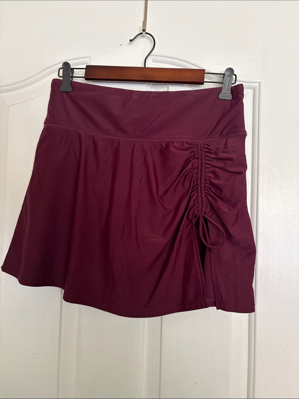 Drawstring Side Skort in Deep Berry